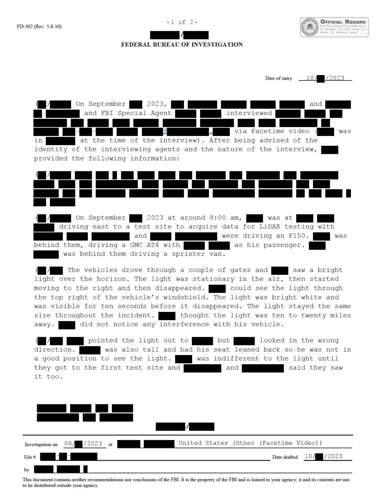 תצפית FBI מספטמבר 2023 — סריאל 3 — עמוד 1